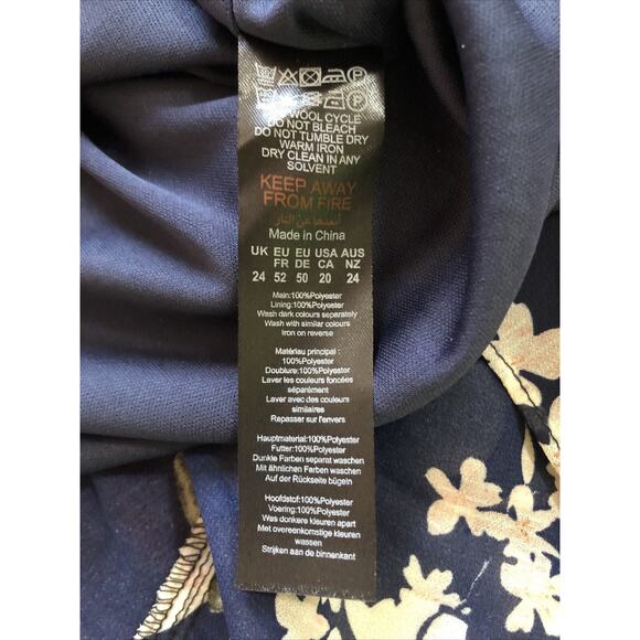 NWT Boohoo Sleeveless Tiered Dress Size 20 Navy Blue Peplum Floral Cottage - Picture 11 of 12